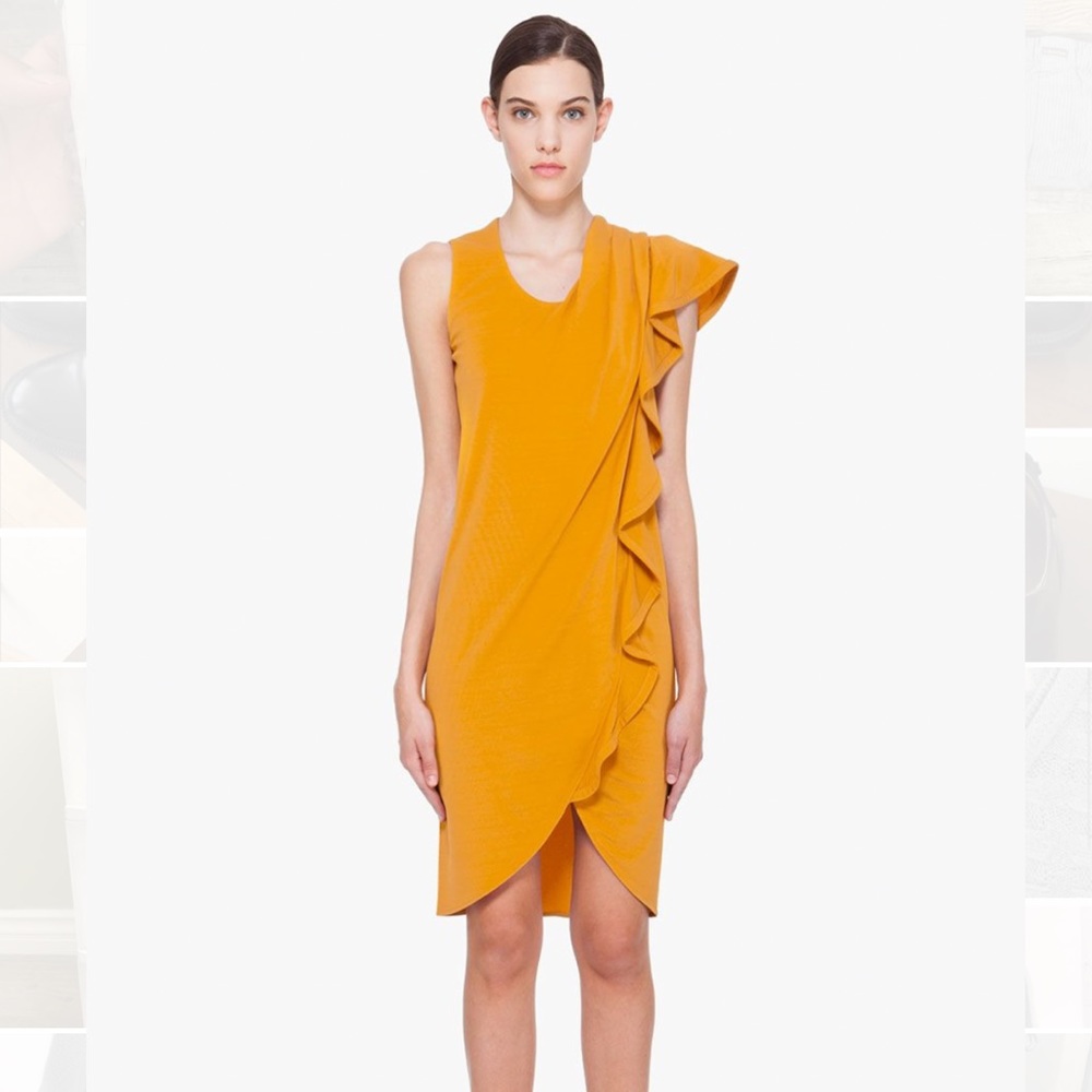 Viktor & Rolf Yellow Ruffle Asymmetrical Dress